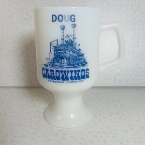 VTG 70s "Doug" Carowinds Theme Park Souvenir NC Milk Glass Irish Coffee Mug 11oz